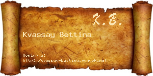 Kvassay Bettina névjegykártya